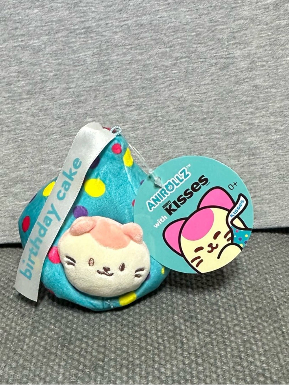 AniRollz Birthday Cake Kisses Cat Plush Toy - Blue Stuffy.